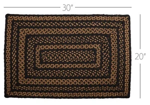 Black & Tan Rectangle Braided Area Rug Country Farmhouse-Style w/ Non-Slip Pad - Picture 1 of 32