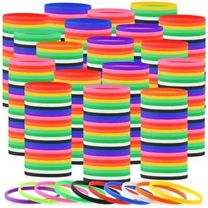 400 Pcs Silicone Wristbands Solid Color Silicone Bracelets Blank Rubber Brace... - Picture 1 of 6