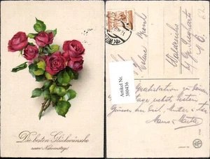 380436,Künstler Ak Blumen Strauß Rote Rosen Namenstag  - Picture 1 of 1