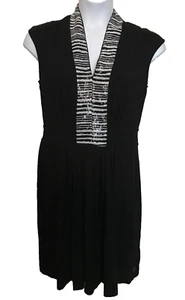 Feraud Black Sequin Summer Dress UK 18 Cover Up V neckline beachwear slip - Picture 1 of 6