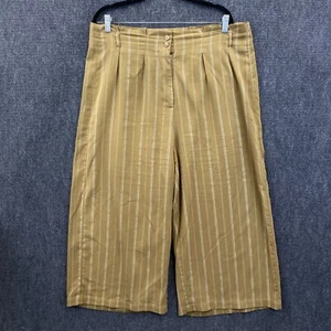 Princess Highway Womens Size 16 Wide Leg Pants Olive Stripe Pleated High Rise - Picture 1 of 14