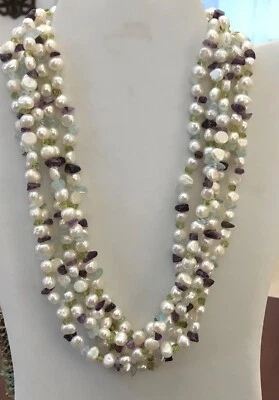 Collar de 5 hebras ROSS-SIMONS (NUEVO) perlas de agua dulce, amatista y peridoto Foto 1 de 4