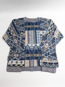 Retro  Vintage Tribal Sweater Mens Medium Geometric Express Made in Korea - Picture 1 of 11
