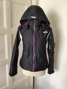 NO FEAR LADIES BLACK HOODED WATERPROOF SKI SNOWBOARD JACKET COAT UK8 - Picture 1 of 10