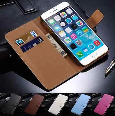 Genuine Leather Flip wallet Case W/ Card Slot - For iPhone 6/6S,iPhone 6/6S Plus - Image 1 of 4