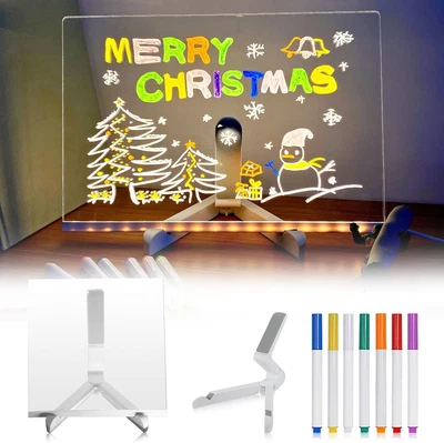 Quadro de notas de escrita LED acrílico transparente para escritório salas de aula casas - Imagem 1 de 4