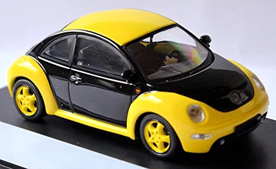 VW Volkswagen New Beetle Tipo 9C 1997-2005 Nero/Giallo 1:43 Schuco - Immagine 1 di 4
