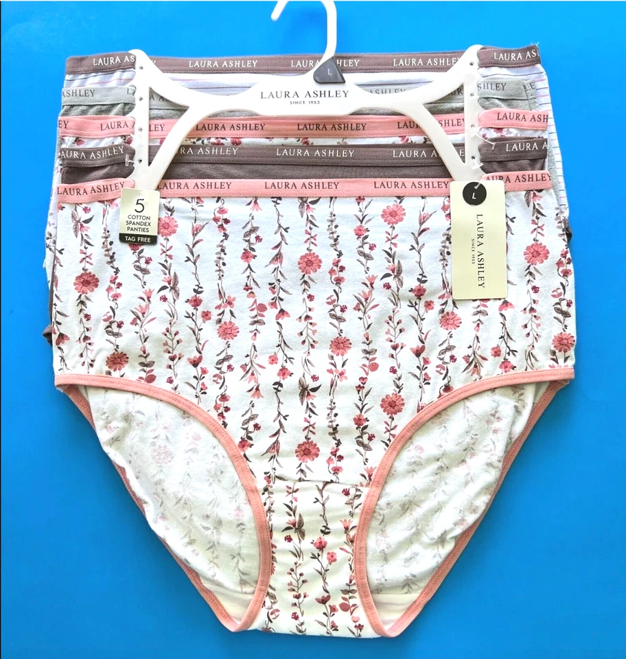 Paquete de 5 bragas calzoncillos de algodón Laura Ashley talla L beige floral nuevas con etiquetas Foto 1 de 1
