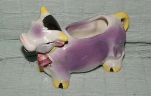 Vintage Cow with Bell Ceramic Creamer Made in Japan Purple Yellow Fast Shipping - Picture 1 of 8