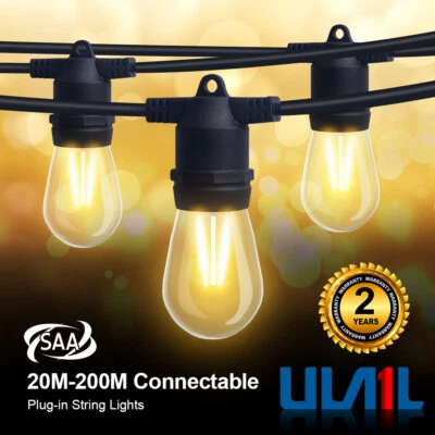  20-200M LED Festoon String Lights Outdoor Wedding Xmas Patio Party Dimmable AU - image 1 of 4