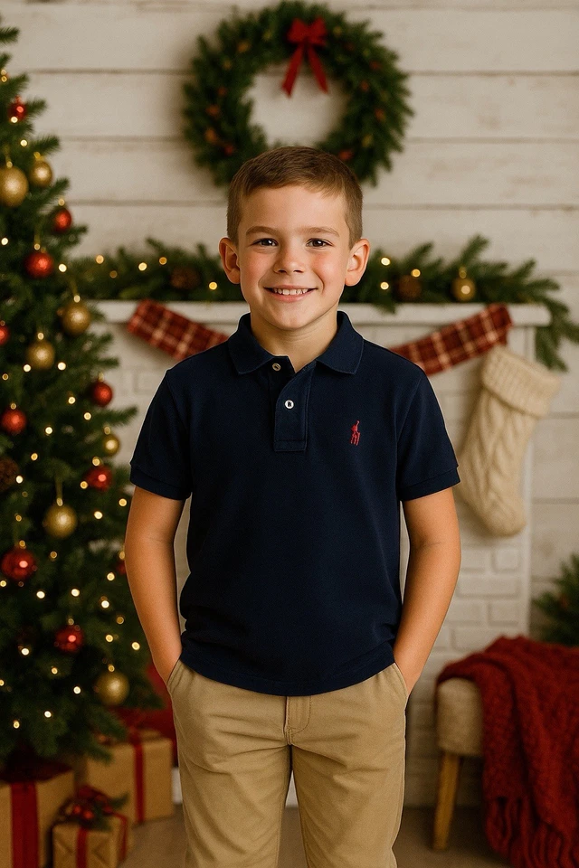 Polo Ralph Lauren Boys Navy Blue Short Sleeve Polo Shirt Size 7 Red Pony - Image 1 of 4