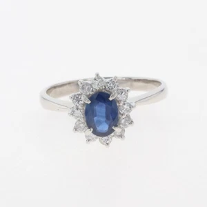 sapphire design ring Platinum ring melee diamond Ring Pt900 sapphire diamond... - Picture 1 of 8
