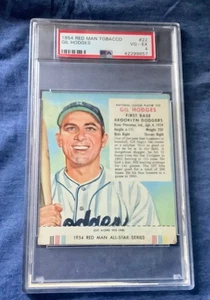 1954 Red Man #22 Gil Hodges Brooklyn Dodgers HOF PSA 4 VG/EX /With Tab - Picture 1 of 4