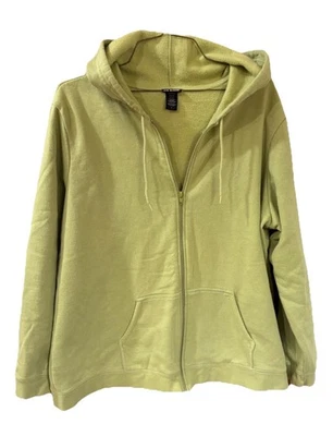 JOE BOXER 女式全拉链连帽衫运动衫绿色棉混纺全新无标签 2X — 第 1/3 张图片