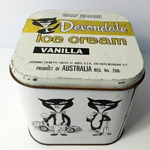Vintage Devondale Vanilla Ice Cream Tin Half Gallon Australia - Picture 1 of 9