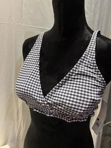 Traje de baño bikini Draper James, diseño de guinga azul/blanco, solo parte superior, talla M, ~NUEVO CON ETIQUETAS~ - Imagen 1 de 5