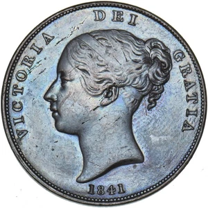 1841 Penny (ohne Colon) - Victoria britische Kupfermünze - schön - Bild 1 von 2