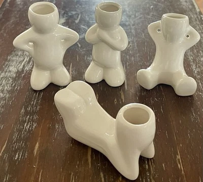 "4 soportes para plantas con cabeza de aire para personas cuerpos de cerámica blancos MCM aproximadamente 3"" T" Foto 1 de 4