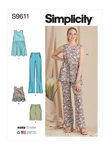 SIMPLICITY 9611 MISSES TUNIC PANTS SHORTS Sewing Pattern Sizes 4 - 12 & 14 - 22 - Picture 1 of 7
