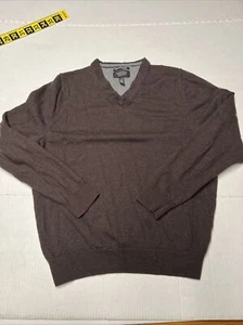 Nordstrom Men’s Shop Sweater 100% Extra Fine Merino Wool Brown SZ Large - Picture 1 of 12