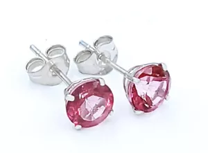 GENUINE 1.72 Cts PINK SAPPHIRE STUD EARRINGS 14k WHITE GOLD - Free Appraisal - Picture 1 of 8