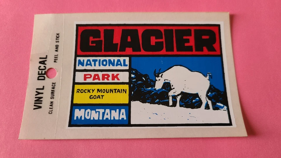 Calcomanía calcomanía de recuerdo de cabra de las Montañas Rocosas del Parque Nacional Glaciar Montana de colección Foto 1 de 1
