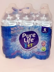 100% PURE QUALITY (HEALTHY HYDRATION) PURE LIFE (PURIFIED WATER)-6 BOTTLES - Picture 1 of 2