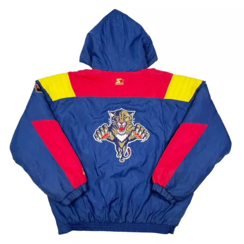 VTG RARE NHL FLORIDA PANTHERS STARTER 1/4 ZIP PULL OVER JACKET MENS XL Cover