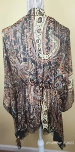 Avenue Kimono Ärmel Strickjacke Damen 2x Paisley Boho braun vorne offen Armloch - Bild 1 von 9