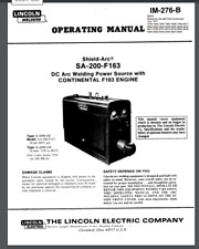 Lincoln SA-200 f163 Continental Engine Welder Owner Parts Manual 1993 comb bound