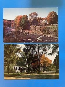 Ottauquechee River Little Theatre & Pleasant St. WOODSTOCK Vermont VT Postcards - Picture 1 of 2