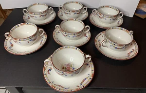 J&G Meakin Vintage RICHMOND consommé Cup & Saucer Set VGC (7 Cup & 9 Saucers) - Picture 1 of 7