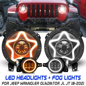 Faros LED de 9"" + luces antiniebla de 4 pulgadas para Jeep Wrangler JL Gladiator JT 18-2021 - Imagen 1 de 12