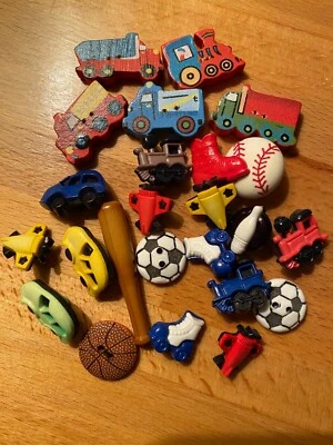 La Mode Buttons-Cars,Trucks,Baseball,Basketball,Bat,Planes,Trains - Изображение 1 из 4