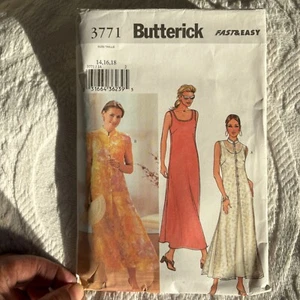 Vintage y2k BUTTERICK 3771 Pullover Maxi Dress Mandarin Collar Duster 14-18 - Picture 1 of 2