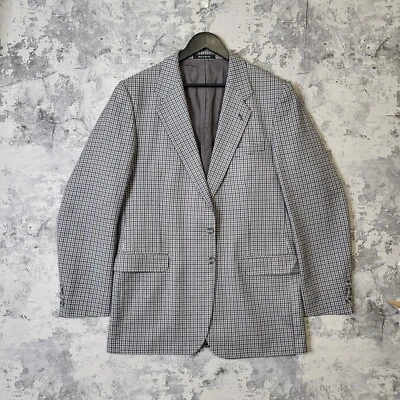 St Michael Blazer Men's 42L Grey Houndstooth Wool Lined Single Breasted Jacket C — 第 1/4 张图片