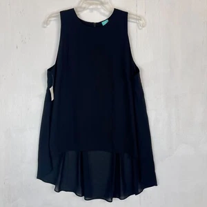 Blusa sin mangas alta baja con parche de algodón para mujer talla grande negra nueva con etiquetas - Imagen 1 de 6