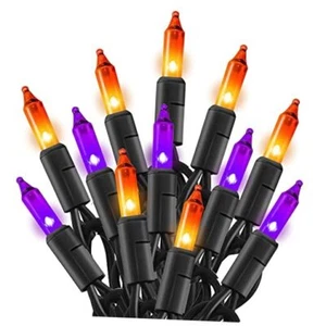 Halloween Lights, 20FT00 Count Incandescent Halloween Mini 1 Purple and Orange - Picture 1 of 7