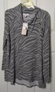 Tunica nuova con etichetta manica lunga morbida grigia righe tigre stampa animalier XL - Foto 1 di 4