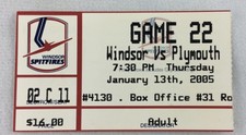 OHL 2005 01/13 Plymouth Whalers at Windsor Spitfires Hockey Ticket