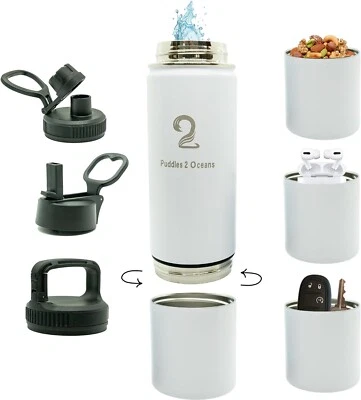 Water Bottle with Snack Compartment, 26oz Kids Water Bottle-white, SH2 - Image 1 of 4