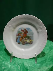 🎅 Antique 1910-20 GERMAN SANTA TRANSPOTATION SERIES TEA SET 5" PLATE - CAR #4🎄 - Picture 1 of 5