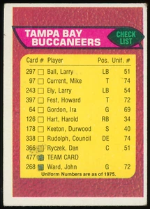 1976 Topps | Tampa Bay Buccaneers Checklist #477 | Calcio NFL Vintage - Foto 1 di 2
