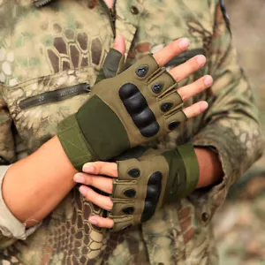 Women Men Tactical Gloves Motorcycle Cycling Half Finger Glove with Hard Knuckle - Picture 1 of 31