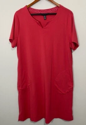 Vestido de manga curta ELLEN TRACY V-Notch vermelho Robin feminino tamanho XL Career Wear - Imagem 1 de 4