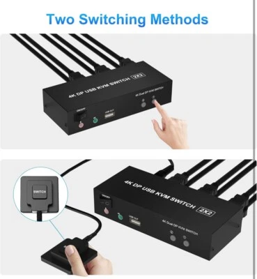 KVM Switch Dual Monitor Displayport 4K@60Hz Extended Display, Displayport KVM - Image 1 of 4