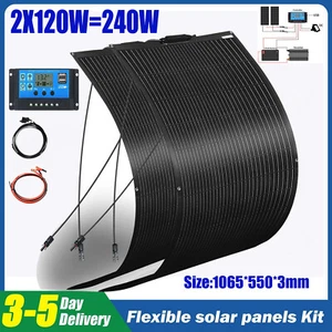 240W Watt Flexible Solar Panel Kit with Solar Charge Controller 12V Off Grid RV - Picture 1 of 11