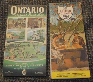 Mapas turísticos de Canadá 1960-61 - Ontario y Columbia Británica - Imagen 1 de 1