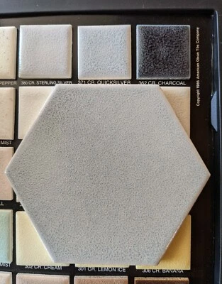 2 pcs Vintage American Olean Crystalline #371 Quicksilver Hexagon Ceramic Tile  - Image 1 of 3