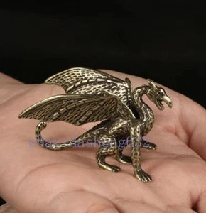 Estatuilla de dragón pterosaurio de latón animal pequeño estatua oficina decoración del hogar juguete - Imagen 1 de 4